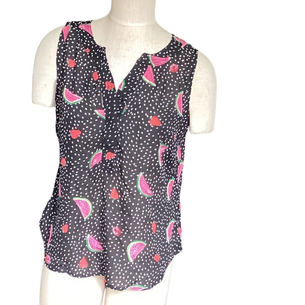 Coldwater Creek Sleeveless Top Watermelon Novelty Print Sz M 115E